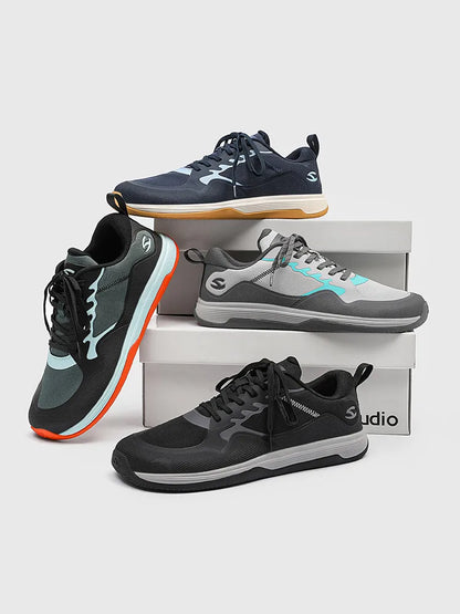HOBIBEAR Unisex Walking Sneakers – Lace-Up Artificial Leather Hiking & Running Shoes for Men & Women