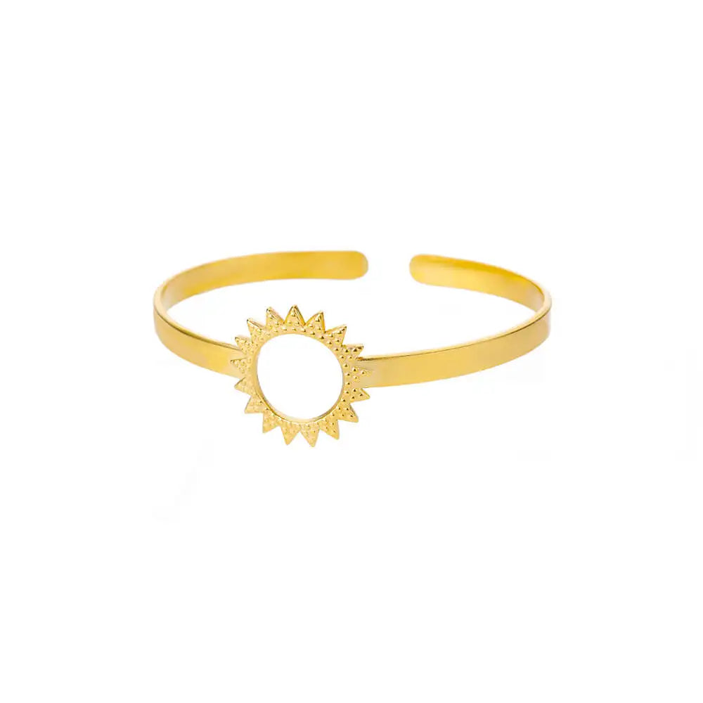 Classic Bump Pattern Open Cuff Bracelet – Gold Stainless Steel Bangle for Women Elegant Hand Jewelry Gift Accessory