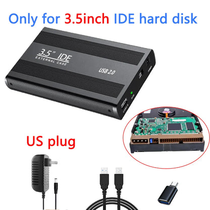 2.5"/3.5" IDE HDD External Enclosure — USB 2.0 Hard Drive Box for Desktop, PC, Laptop & Phone