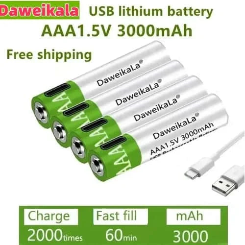 NEW 8800mAh Rechargeable AAA Alkaline Battery – 1.5V for Clocks, Mice, Computers, Toys & More