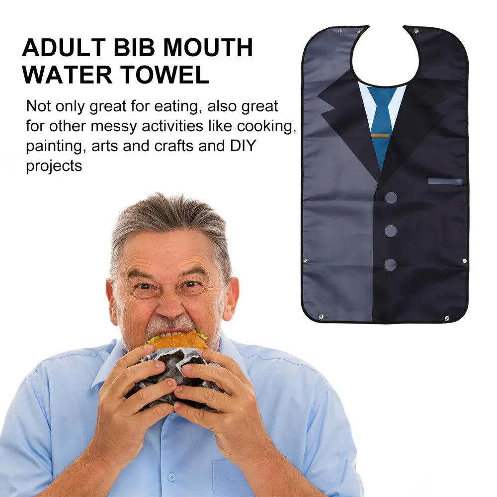1Pcs Waterproof Adult Bib for Eating - Washable and Reusable Apron, Clothing Protector with Crumb Catcher for Elderly Men and Women
