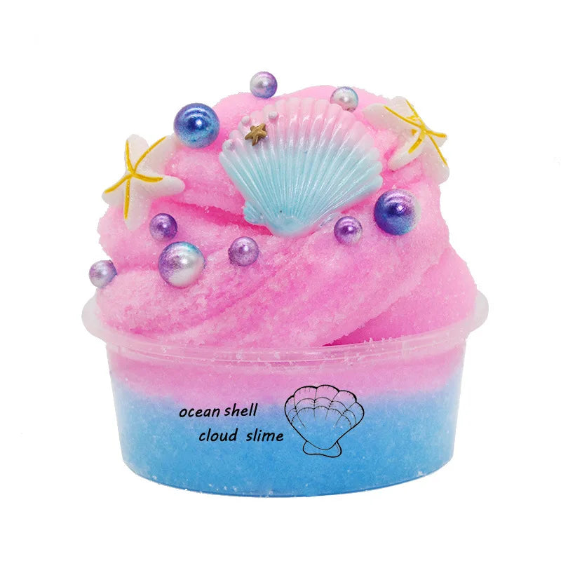 DIY Slime Set for Kids — Non-Sticky Cloud Slime with Ice Cream Cone Scent, Rainbow Charms & Stress-Relief Party Toys