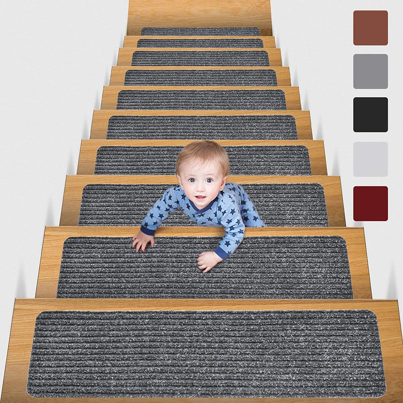 20x76cm Soft Stair Mat – Self-Adhesive Non-Slip Water Absorption Carpet Protector, Variety Pattern Rug for Stairs