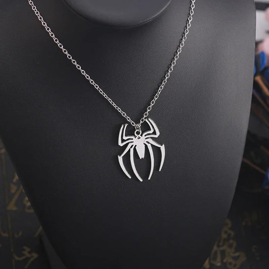 Kpop Fashion Spider Pendant Necklace – Silver Cross Chain for Men, Gothic Streetwear Couple Gift