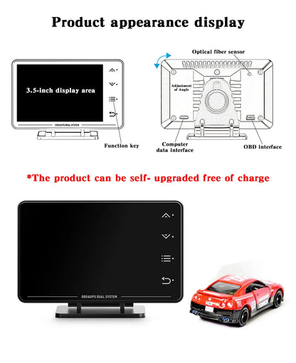 XS HUD Car Gauge – Multi-Function OBD+GPS Display for Water Temp, Turbo, Oil Pressure & Oil Temp Head-Up Display