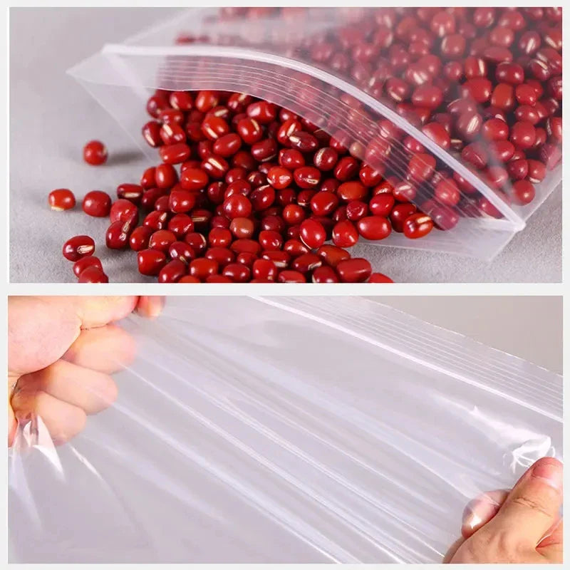 100pcs Thick Zipper Sealed Clear Plastic Storage Bags - Reclosable Ziplock Bags for Jewelry, Food and Packing