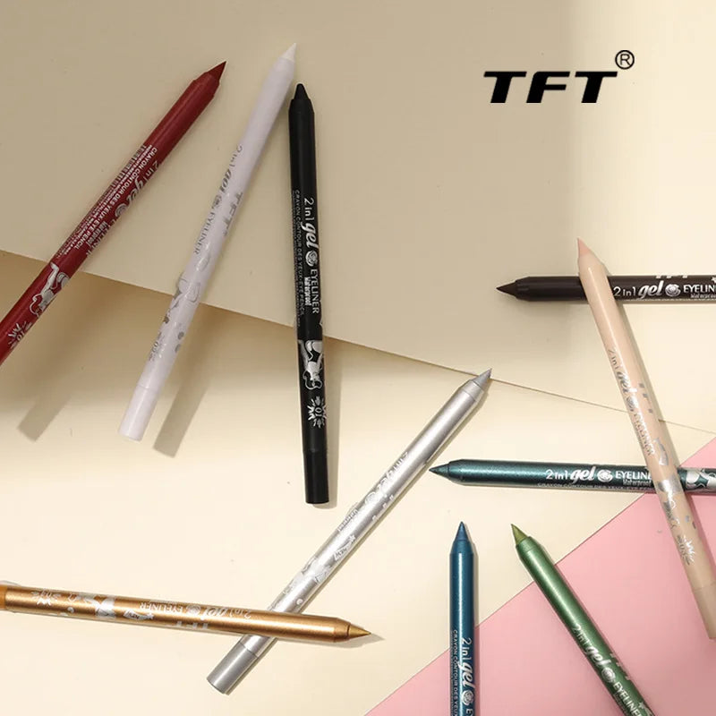 Waterproof Long-Lasting Eyeliner Pencil – Colorful Gel Eye Liner Pen in Blue, Black & White for Makeup and Beauty
