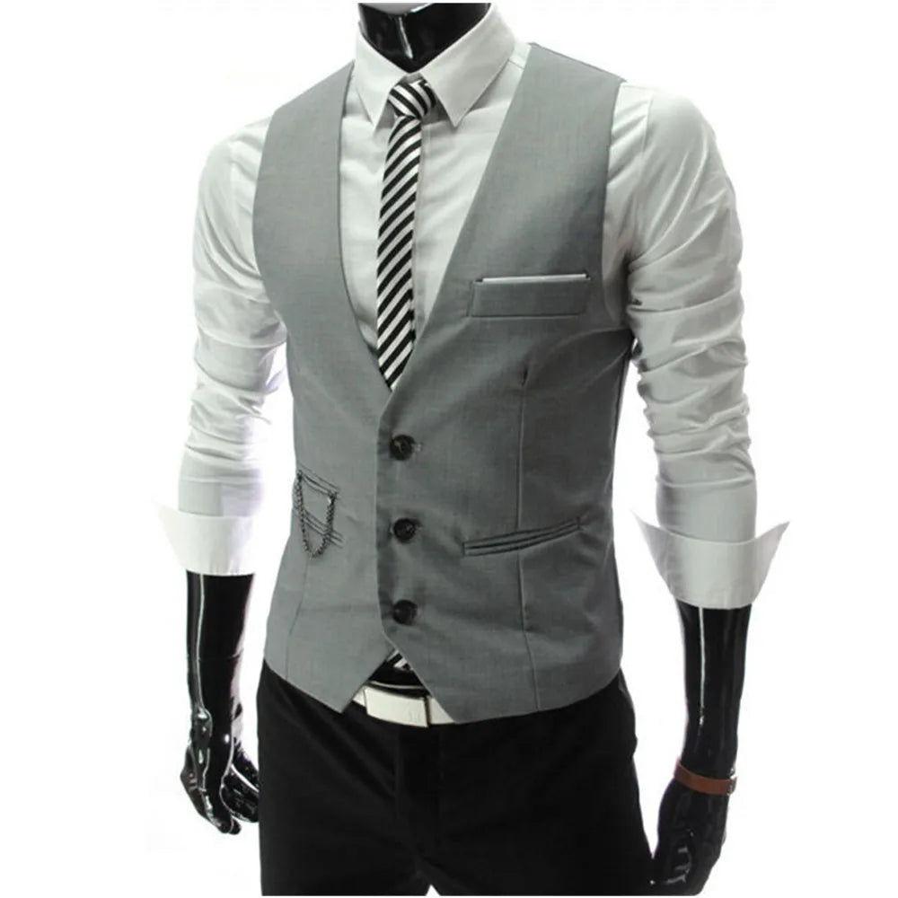 Men's Slim Fit Dress Vest 7XL - High Quality Suit Waistcoat, Sleeveless Formal Business Jacket for Casual Wear