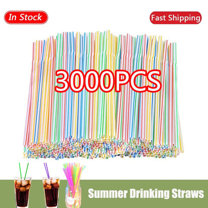 50-3000Pcs Multicolor Drinking Straws - Black Beverage Straws for Milk Tea, Bar, Party, Wedding & Kitchen Accessories