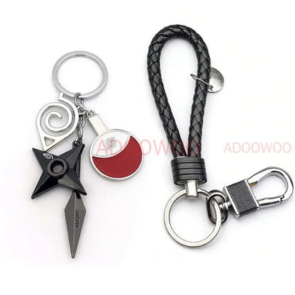Bandai Naruto Red Cloud Alloy Keychain Set – 20 Styles Anime Woven Leather Rope Charm Car Pendant Punk Jewelry Gift Accessories