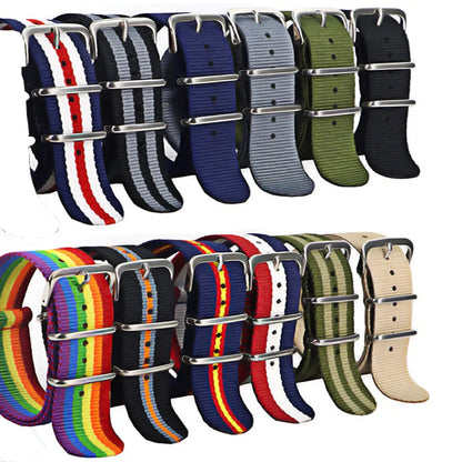 Nylon Watch Strap 16mm 18mm 20mm 22mm — Waterproof Army Sport Watch Band Replacement Belt