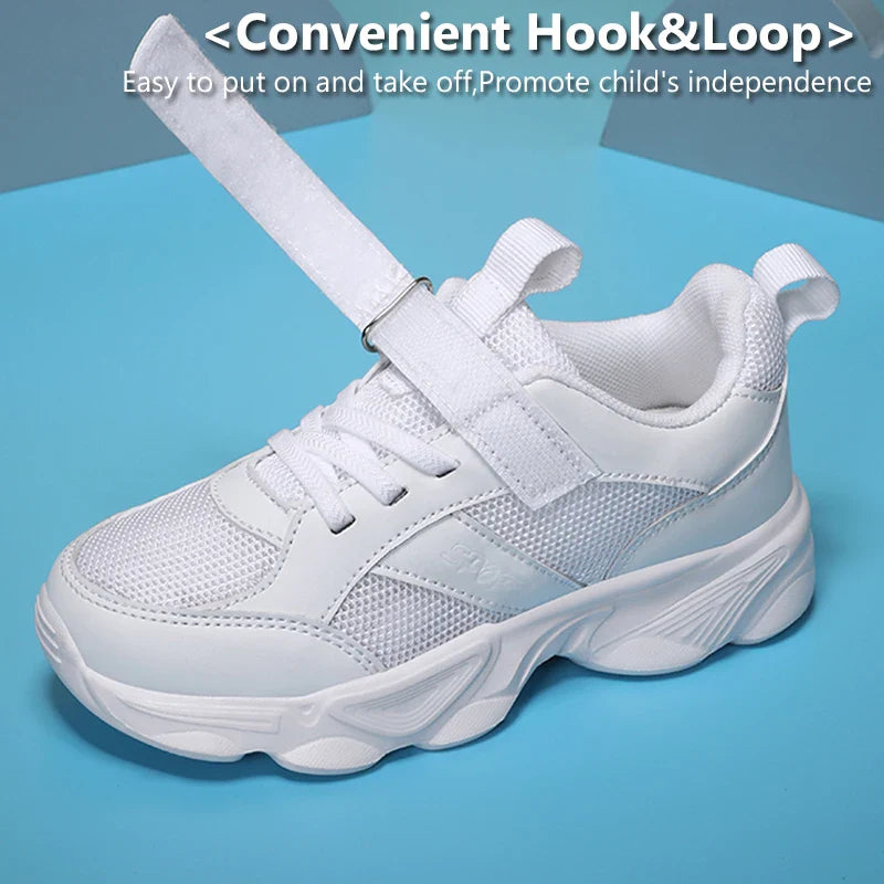 Kids’ Breathable Sports Shoes – Anti-Skid Black School Walking & Running Sneakers for Boys & Girls