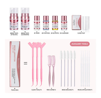 Professional Semi-Permanent Brow & Lash Lift Kit – Brow Lamination, Eyelash Perming & Tinting Makeup Set