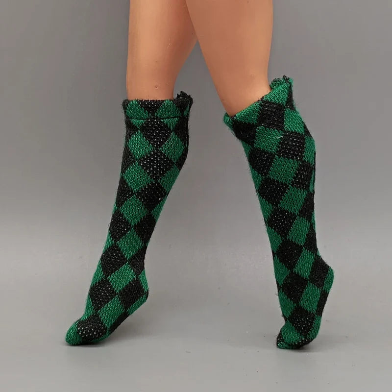 25CM Winter Doll Fishnet Stockings – Rainbow Striped Socks for Dolls, Girls’ Christmas Gift