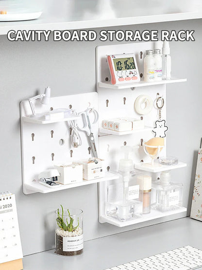 Wall-Mounted Perforation-Free Plastic Shelf – Bathroom & Dormitory Wall Hanging Organizer for Student Bedroom & Headboard