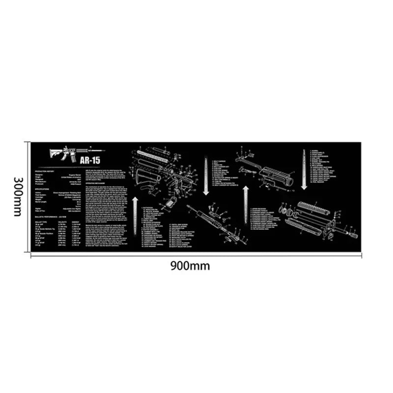 Gun Cleaning Rubber Mat Mouse Pad – AR15, AK47, Remington 870, GLOCK Gen4/Gen5, CZ-75, P220, P226, P229, Beretta 92, 1911 3D Work Mat