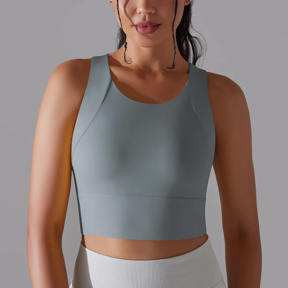 Women's Nylon Sports Bra – Elastic Yoga Crop Top, Stretch Gym Fitness Bra for Training & Activewear