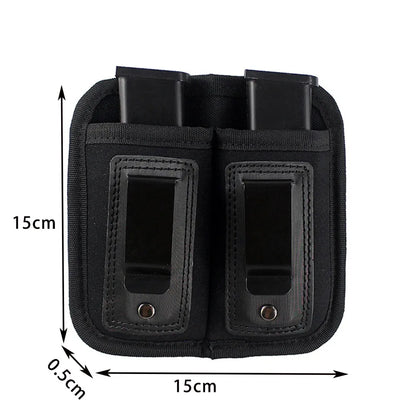 Single/Double Concealed Magazine Pouch – IWB Mag Holster for 9mm/.40/.45/.380/.357, Outdoor Waist Carry Case for Knife & Flashlight