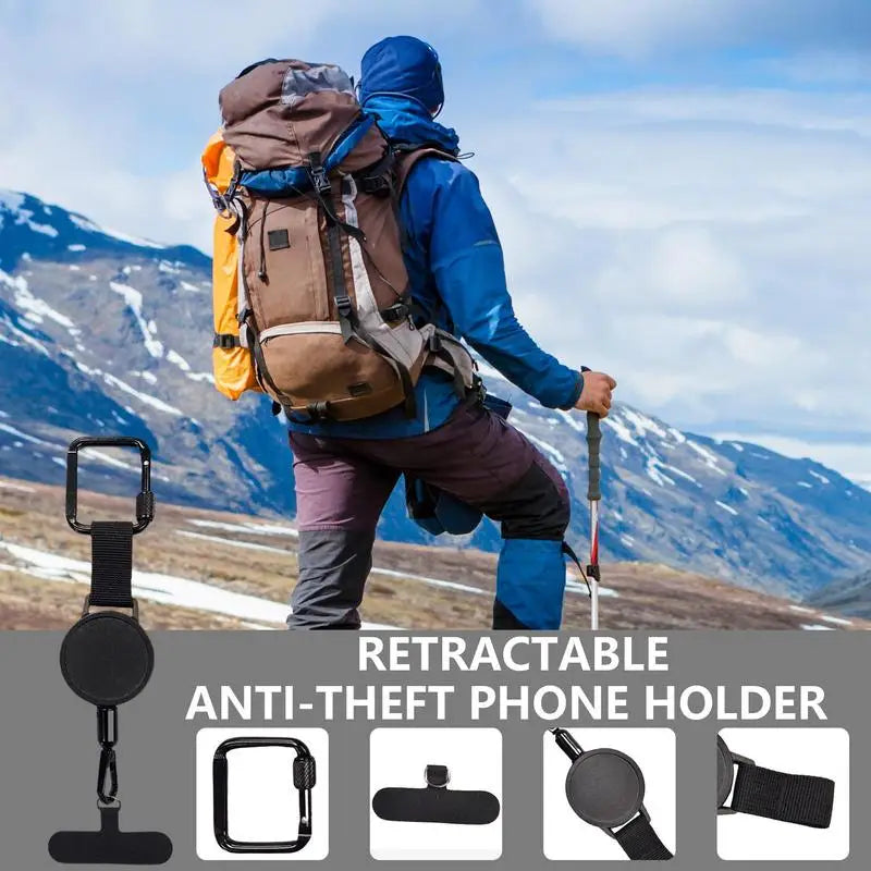 Retractable Anti-Theft Phone Holder — Cellphone Lanyard Strap with Belt Clip, Smartphone Safety Tether for Travel
