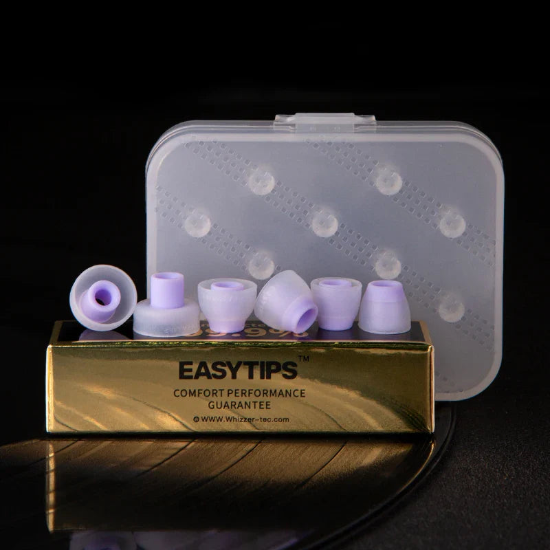 Whizzer Easytips ET100AB Antibacterial Silicone In-Ear Eartips – Straight Tube, S/M/L Sizes, 3 Pairs in 1 Box