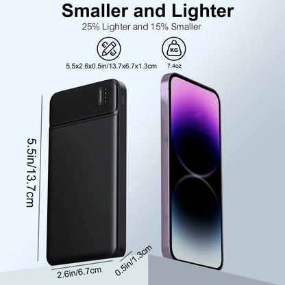 Portable 10000mAh Power Bank – PD 22.5W Battery Pack, Slim Design with 3 Outputs & 2 Inputs