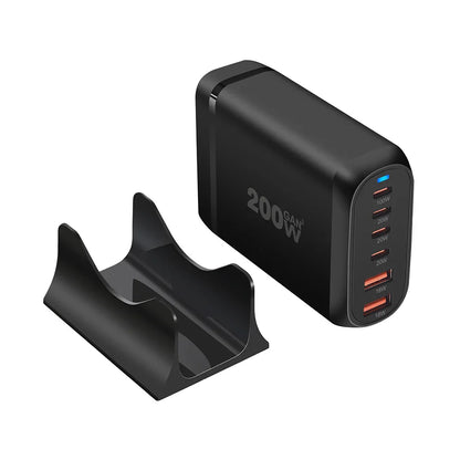 UHOMEBUY 200W GaN Desktop Charger - 6-Port USB Type C with 100W PD & Quick Charge 3.0 Fast Mobile Charger