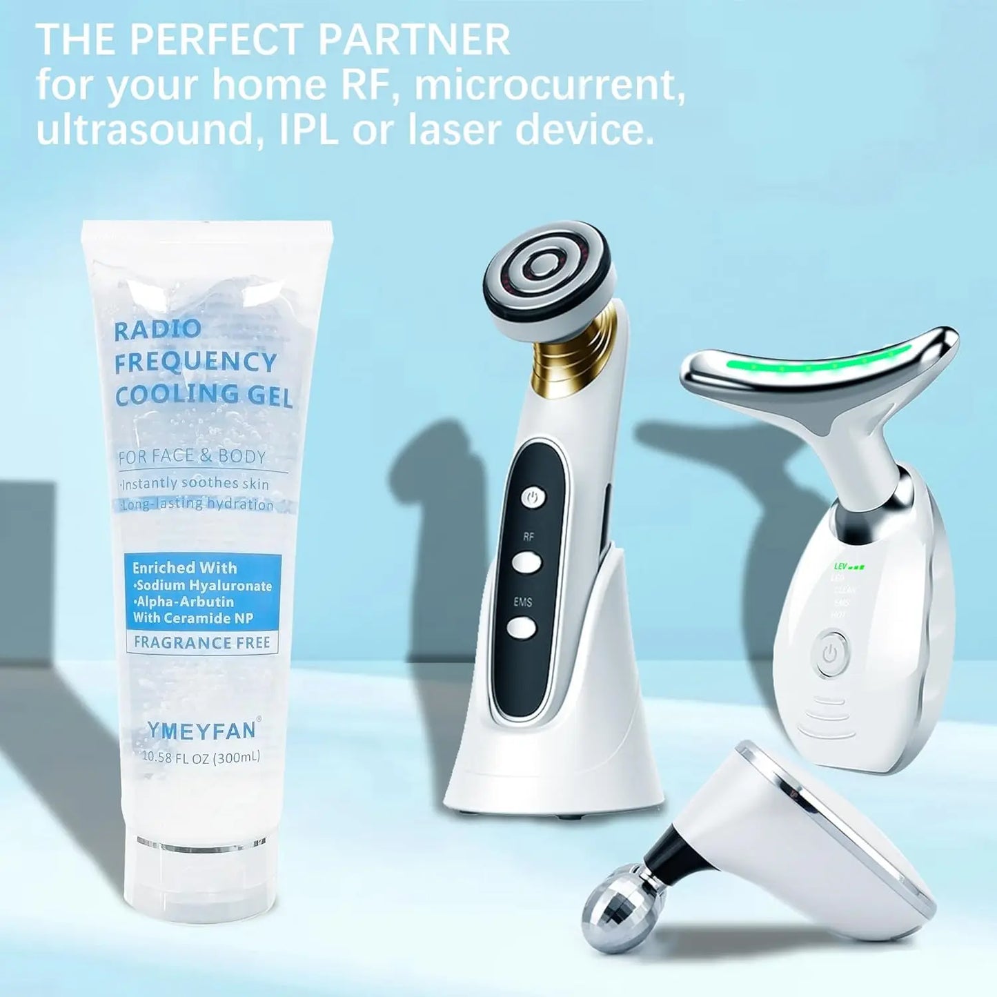 Conductive Microcurrent Facial Gel — Hydrating Primer with Hyaluronic Acid & Ceramide NP, Fragrance-Free RF Gel