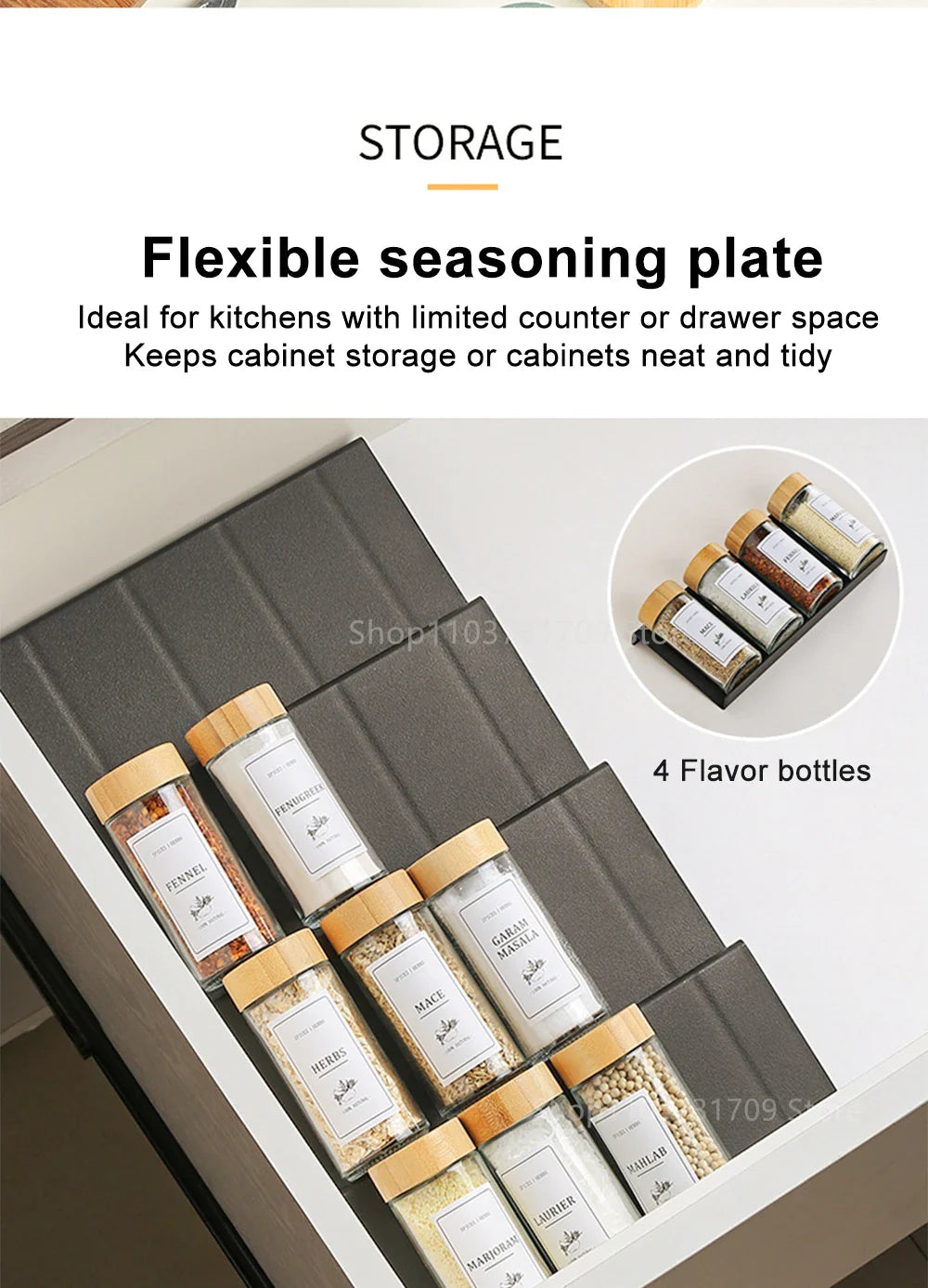 4-Layer Adjustable Kitchen Spice Rack – Drawer Organizer for Jars, Bottles & Pantry Storage