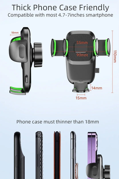 Universal Car Phone Holder with Suction Cup – Dashboard, Windshield & Window Mount for Phones & GPS