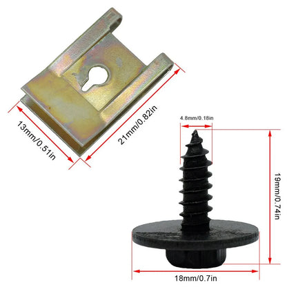 BMW Undertray Screw Clips - 20PCS Hex Head Tapping Bolt Fasteners for Splash Guard Repair