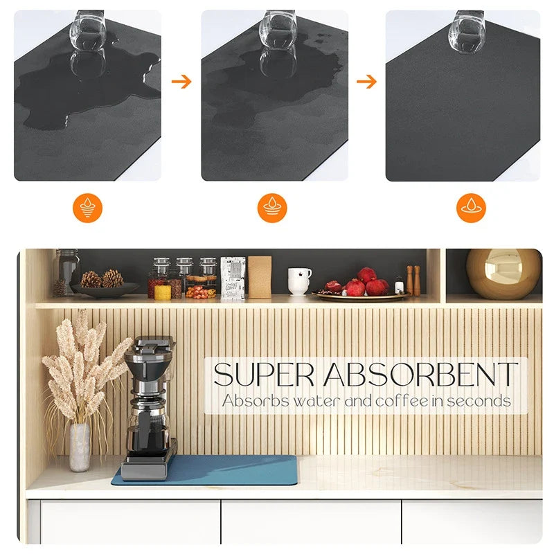 Absorbent Coffee Mats | Solid Color Tableware, Dish Drying Pad, Bottle Placemat & Kitchen Floor Rug