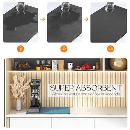 Absorbent Coffee Mats | Solid Color Tableware, Dish Drying Pad, Bottle Placemat & Kitchen Floor Rug