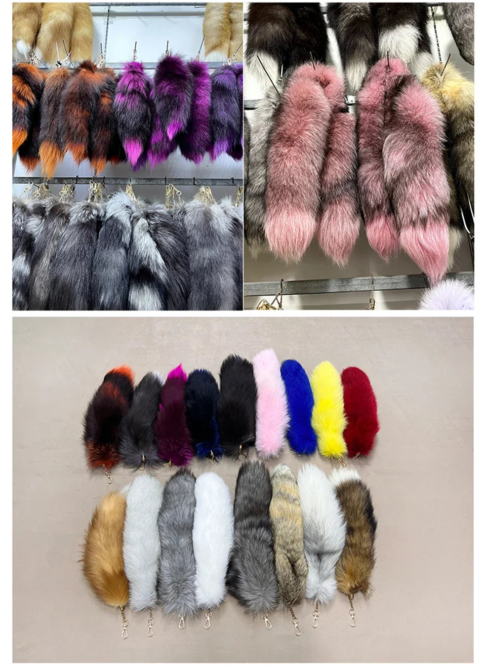 2024 Natural Fox Fur Tail Keychain – Chic Y2K Furry 40cm Keyring Accessory for Women’s Car Keys