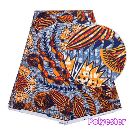 Nigerian Golden Super Ankara Fabric - Glitter Wax Batik Print for Sewing & Crafts