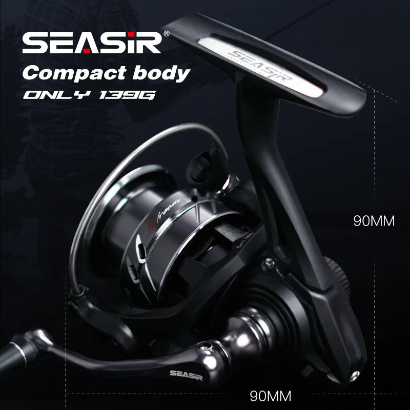 SEASIR Stream Spinning Reel - 139g Ultralight Fishing Wheel with Carbon Washers, 5+1BB & 5.4:1 Gear Ratio