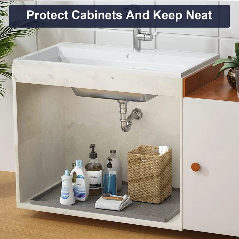 Waterproof Under Sink Mat | Flexible Silicone Cabinet Liner & Protector for Kitchen & Bathroom