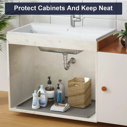 Waterproof Under Sink Mat | Flexible Silicone Cabinet Liner & Protector for Kitchen & Bathroom