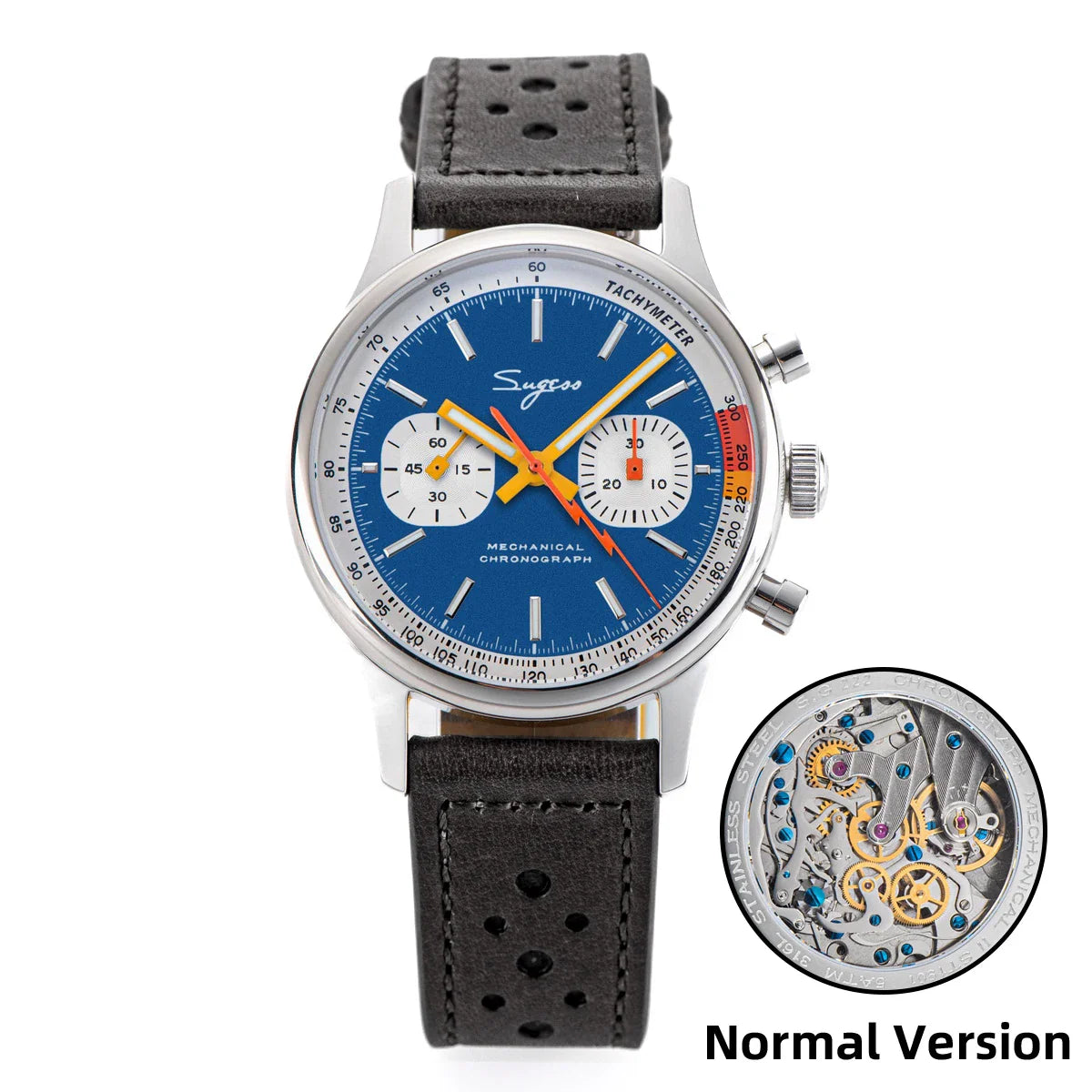 Sugess Pilot Men’s Chronograph Watch — Original ST1901 Mechanical Movement, Sapphire Crystal, Waterproof Racing Strap