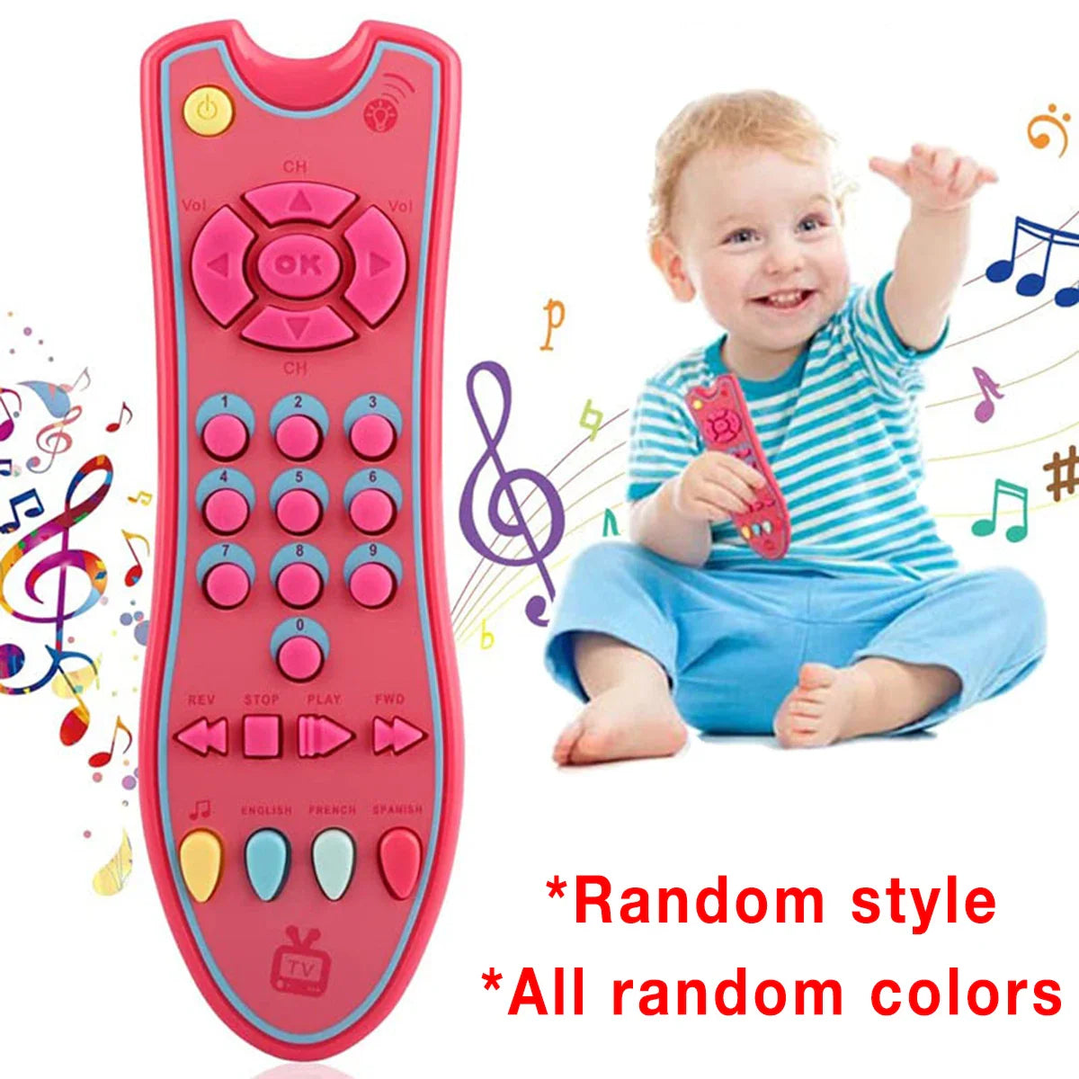 Music Mobile Phone and TV Remote Control Toy - Early Educational Electric Learning Gift with Numbers and English for Newborns
