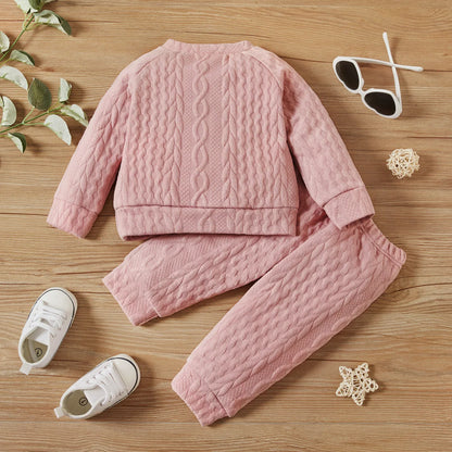 7 Colors Newborn Baby Clothes Set - Solid Long Sleeve Top & Pants, 2PCS Leisure Sport Outfit for Autumn & Winter