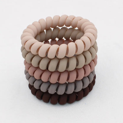 5Pcs Matte Spiral Hair Bands - Fashion Telephone Wire Elastic Hair Ties Stretchable Cord Rubber Bands for Women & Girls