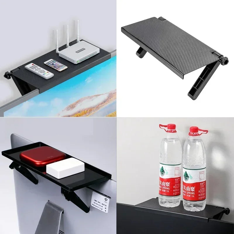 Adjustable Multi-Functional TV Screen Top Shelf - Desktop Display Stand and Organizer for Home Office, Computer Monitor Rack