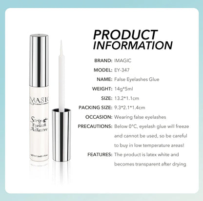 IMAGIC 5ml False Eyelash Extension Glue — Waterproof, Fast-Dry, Long-Lasting Transparent Eyelash Primer Tool with No Irritation