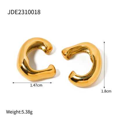 18K Gold Plated Punk Hip Hop Irregular Ear Clip – Waterproof Trendy Stainless Steel Jewelry