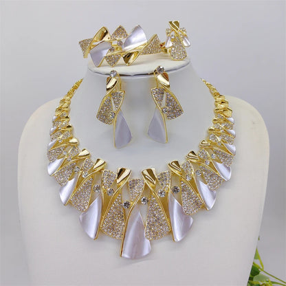 Luxury Two-Tone Jewelry Set - Elegant Bridal Wedding & Engagement Accessories for Women