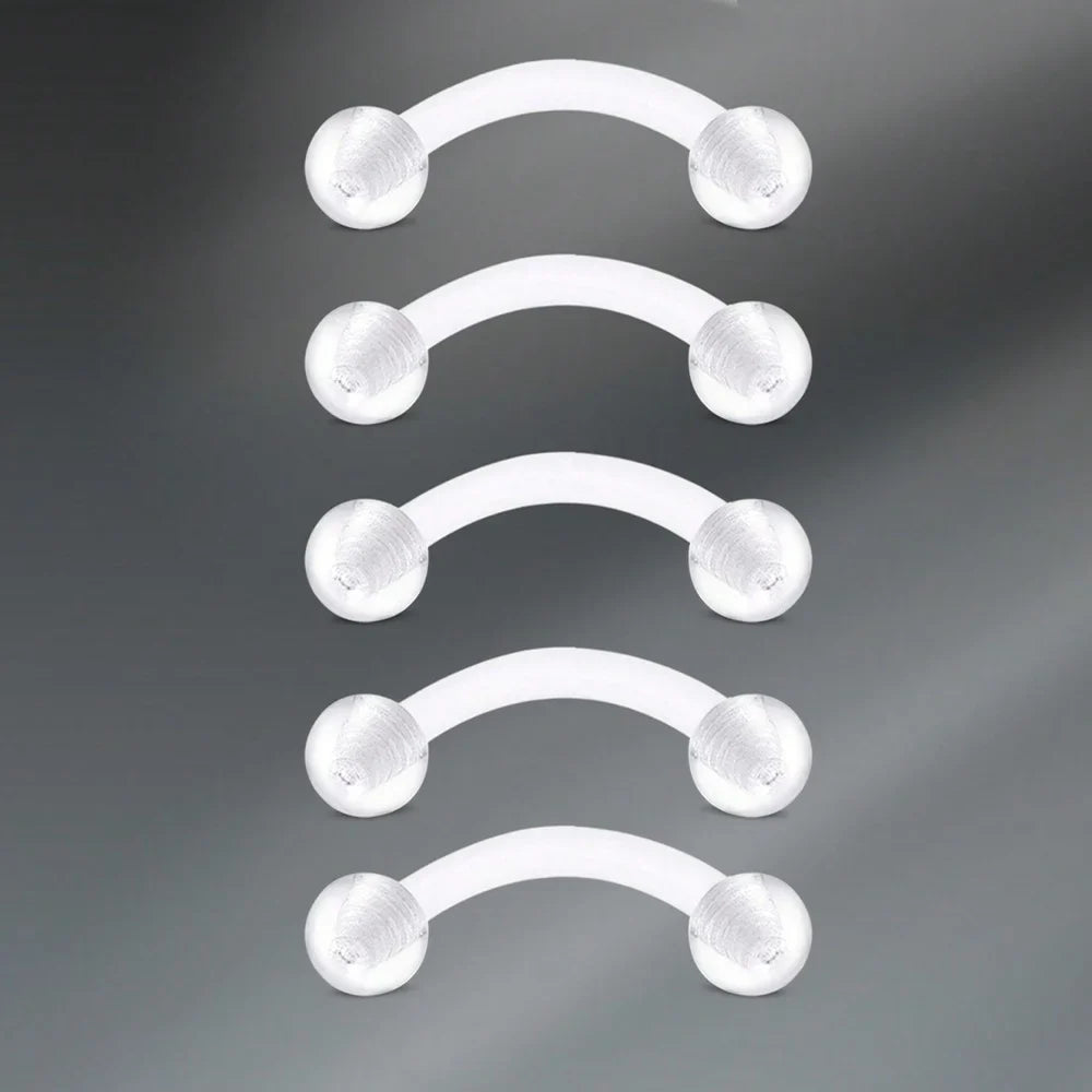 Transparent UV Acrylic Body Piercing Set – Navel, Nose, Septum, Ear & Lip Rings
