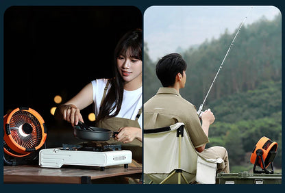 Camping Fan 20000mAh – Rechargeable Portable Outdoor Tent Fan with Air Circulator, Wireless Ceiling Fan, Hook, and Light