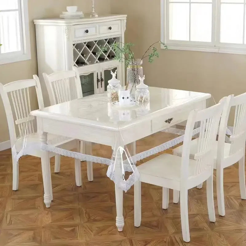 Transparent Plastic Tablecloth – Thin Oil-Proof Wipeable Table Cover for Dining, Parties & Camping (Odorless)