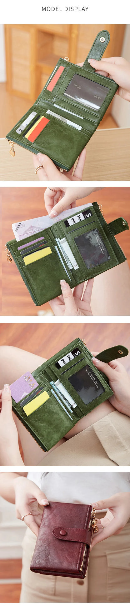 Minimalist Women’s Short Wallet – Large Capacity Triple-Layer Double Zipper Card Holder & Money Bag