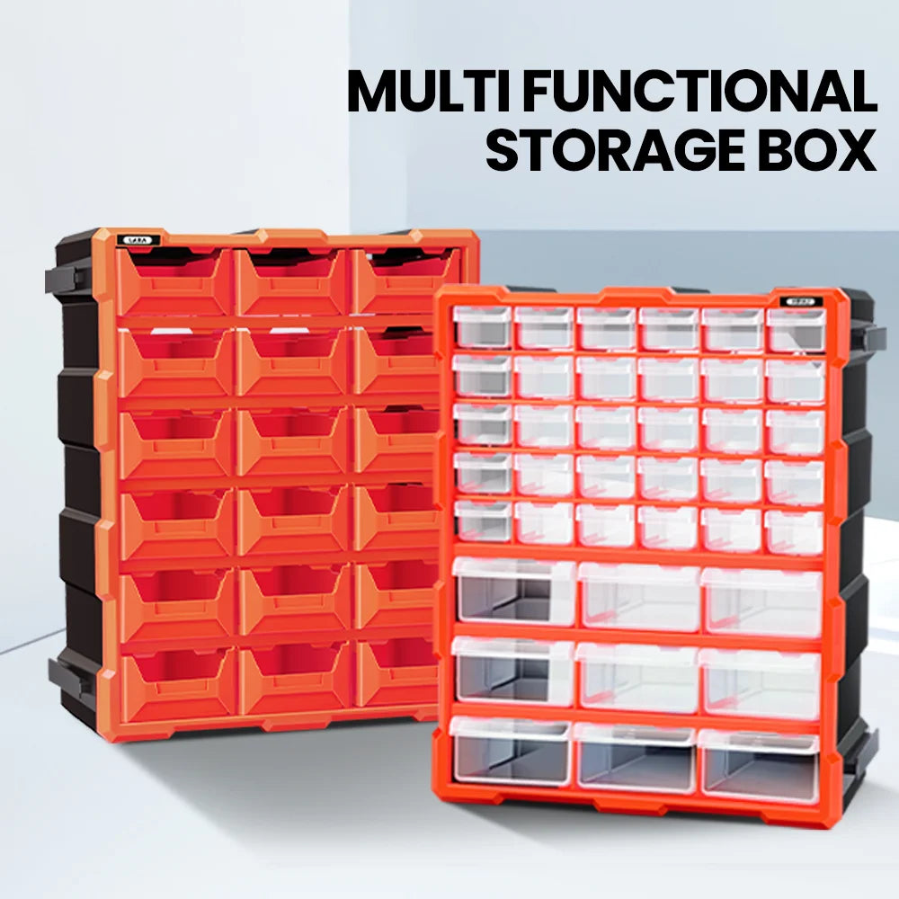 AIRAJ Multi-Drawer Parts Storage Box – 18/39/60 Transparent Plastic Organizers, Spliceable 15-Inch Home Storage